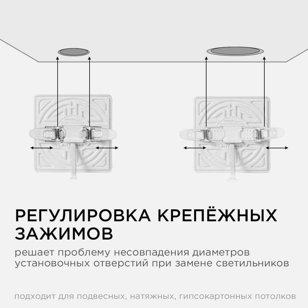 Панель светодиодная встраиваемая безрамочная FLP, 16Вт (12Вт+4Вт), 230В/50Гц, 1360лм, 6500К, IP20, 1 - Фото 8