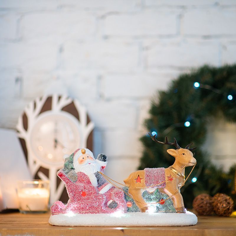 Керамическая фигурка Дед Мороз в санях 30,5х12,2х17,2 см 505-029