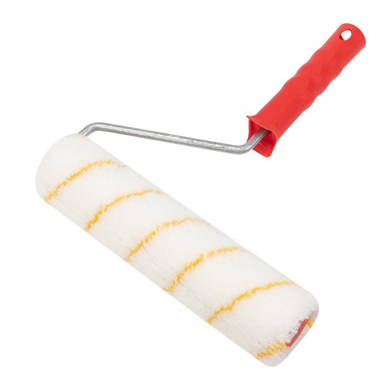 Валик полиамид белый с желтой полосой, ворс 11 мм, ширина ролика 240 мм, Ø 42 мм, бюгель 8 мм, серия «Мастер» REXANT 89-0010