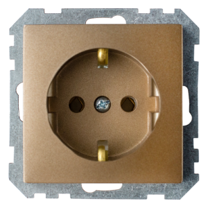 Розетка штепсельная с заземляющим контактом скрытой установки РС16-525 бронза