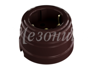 Розетка ретро пластиковая, двухполюсная, с заземляющим контактом, IP20, цвет - коричневый GE30301-04