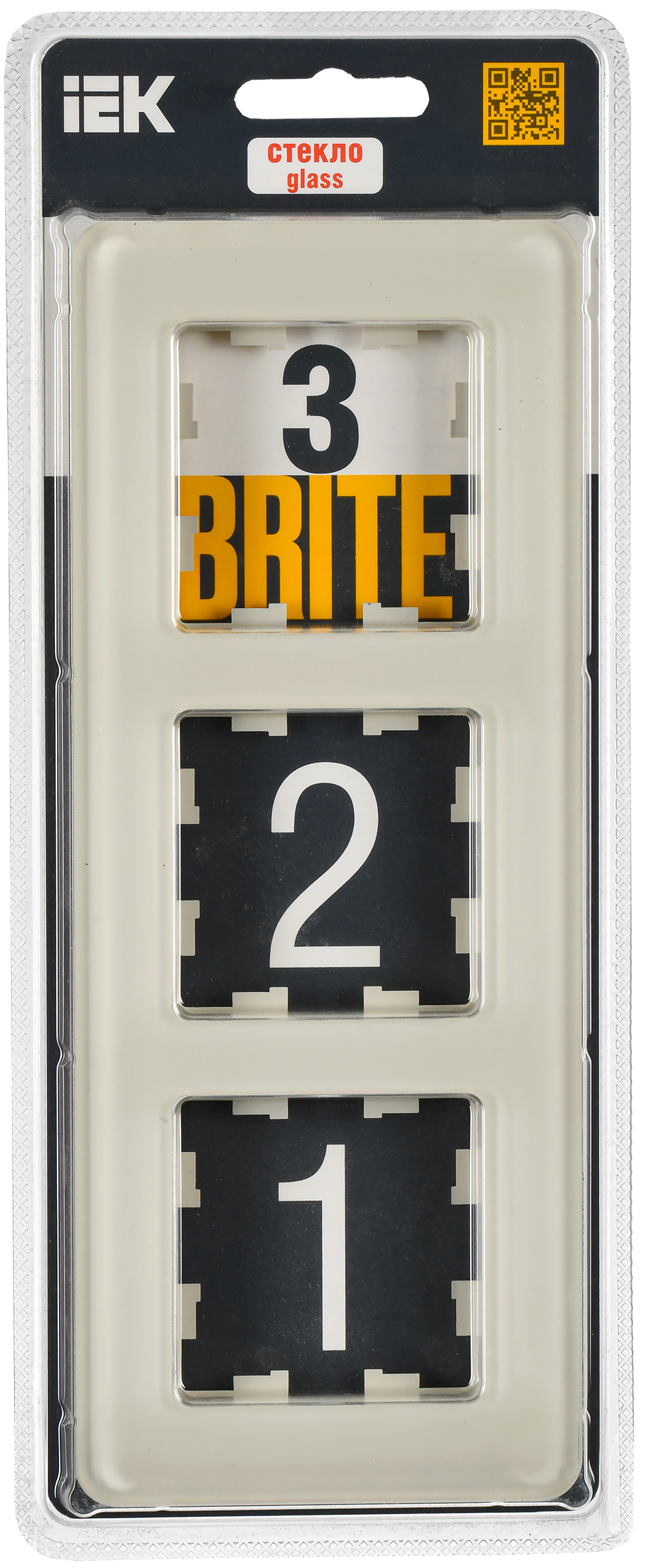 BRITE Рамка 3-местная РУ-3-2-Бр стекло песчаный RE IEK - Фото 2