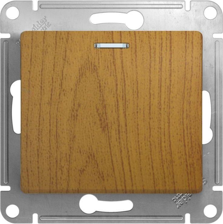 Выключатель 1-кл. СП Glossa 10А IP20 (сх. 1а) 10AX с подсветкой механизм дерево дуб SE GSL000513