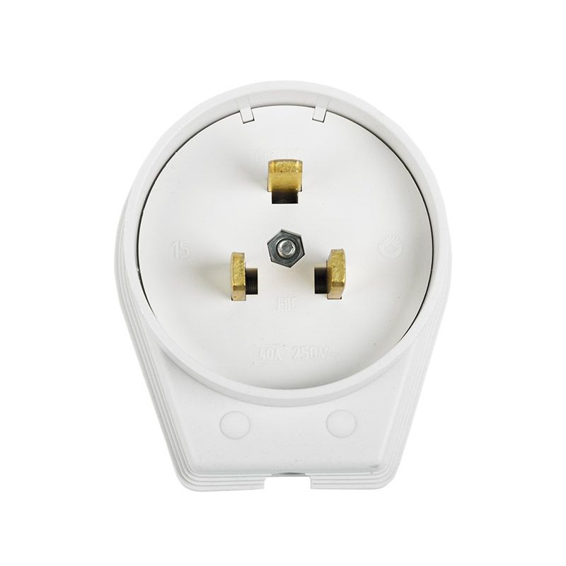 Вилка ВШ для электрической плиты 40А, 250В 2Р+РЕ (ОУ) белая REXANT 11-8519