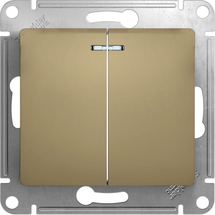 Выключатель 2-кл. СП Glossa 10А IP20 (сх. 5а) 10AX с подсветкой механизм титан SE GSL000453