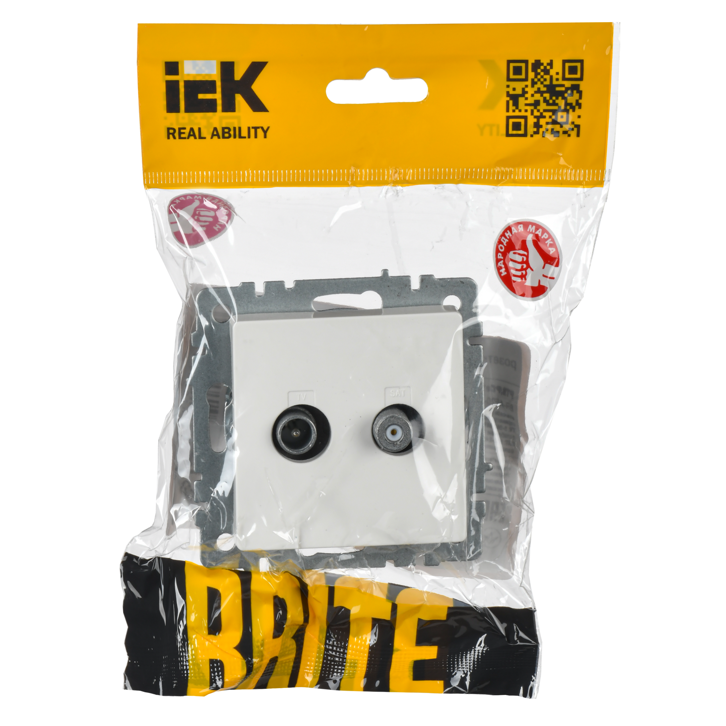 BRITE Розетка двойная TV+SAT РТВ/РСп12-БрБ белый IEK - Фото 3