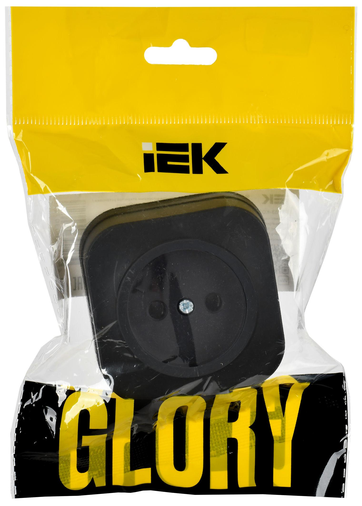 GLORY Розетка 1-местная для открытой установки без заземления без защитных шторок 10А РС20-2-ХЧм черный матовый IEK - Фото 2