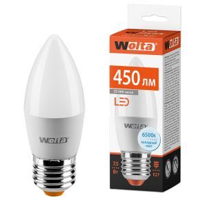 Лампа светодиодная "Свеча-C37" 7.5Вт 450лм 6500К Е27 (50шт/уп) WOLTA 25WC7.5E27