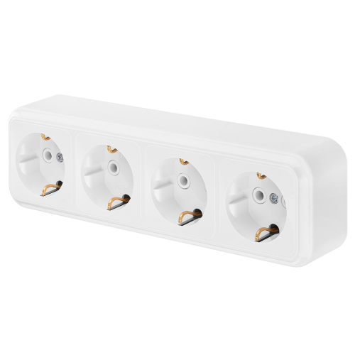 Розетка штепсельная четырехместная с заземляющим контактом открытой установки РА16-266 - Фото 2