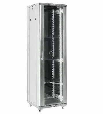 Напольный шкаф 19" 42U 600×600×2054 (ШxГxВ), дверь стекло, металлическая задняя дверь, боковые съемные стенки, RAL 7035 REXANT 04-4266-211