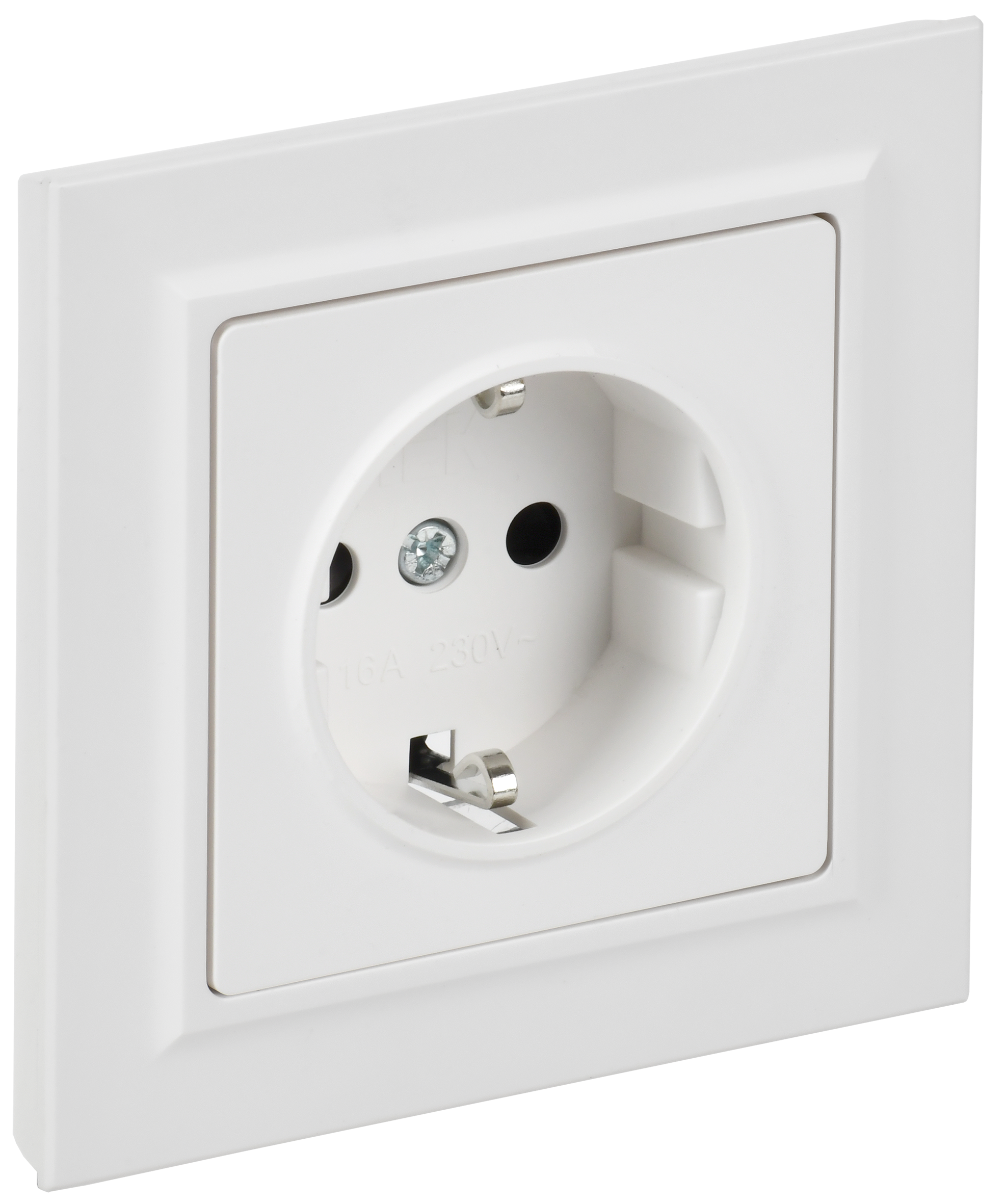 BRITE Розетка 1-местная с заземлением с защитными шторками 16А в сборе РСР14-1-0-БрАБ арктический белый IEK BR-R14-16-K91-F