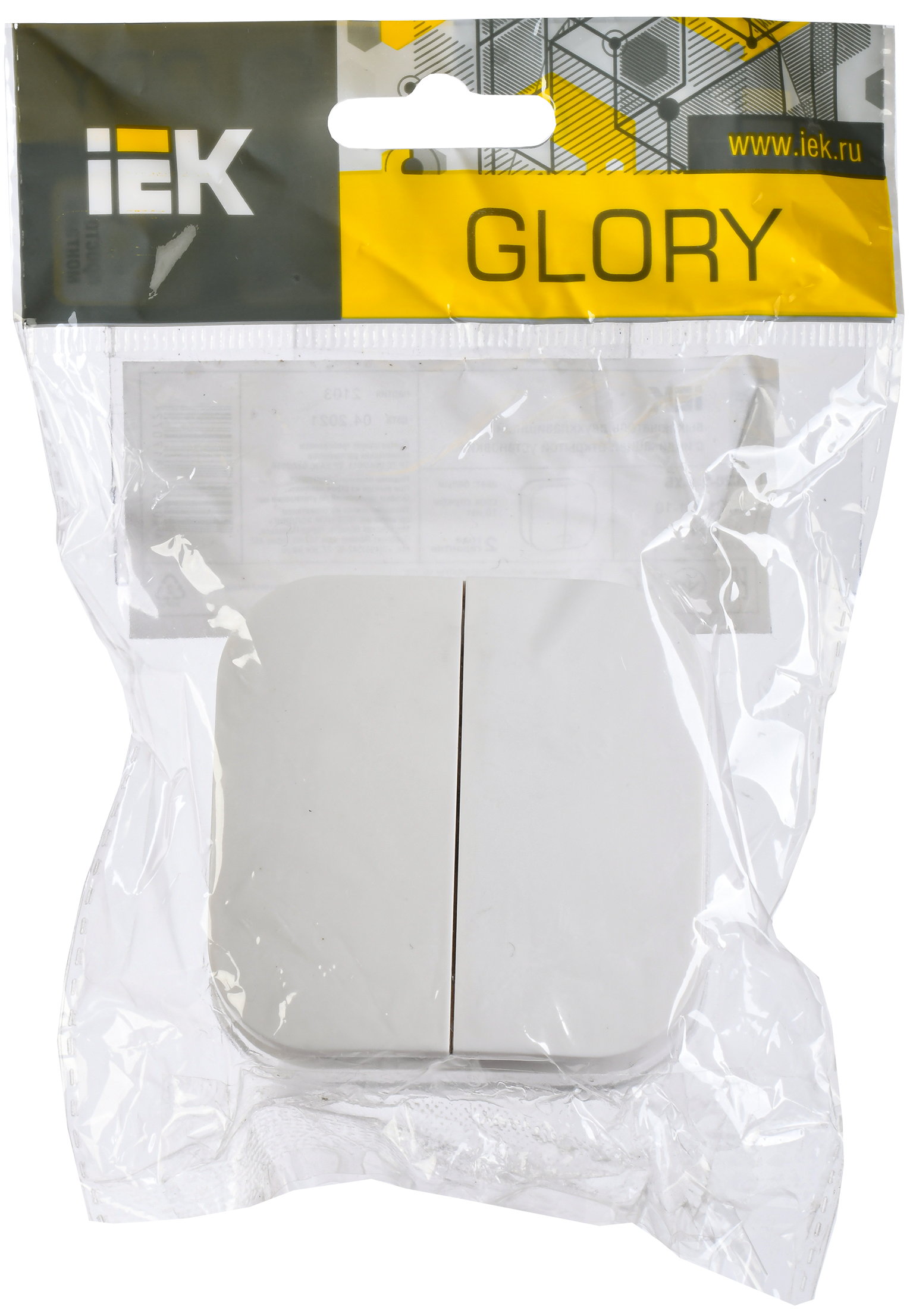 GLORY Выключатель 2-клавишный для открытой установки 10А ВС20-2-0-ХБ белый IEK - Фото 2