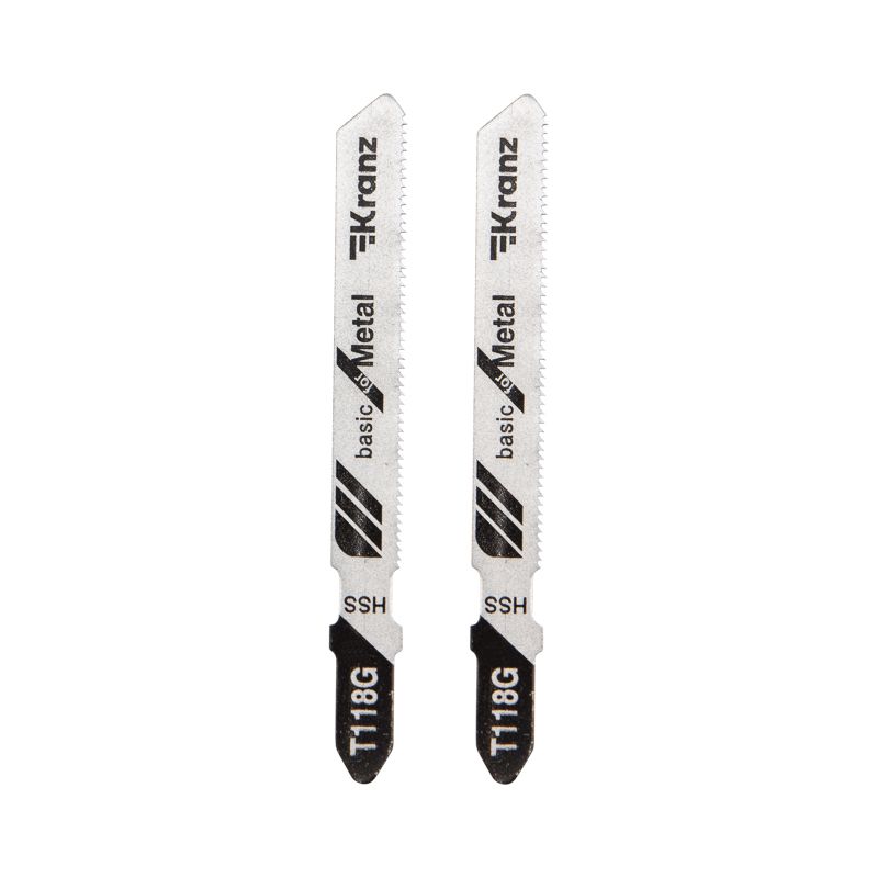 Пилка для электролобзика по металлу T118G 76 мм 25 зубьев на дюйм 0,9-1,2 мм (2 шт./уп.) Kranz KR-92-0315