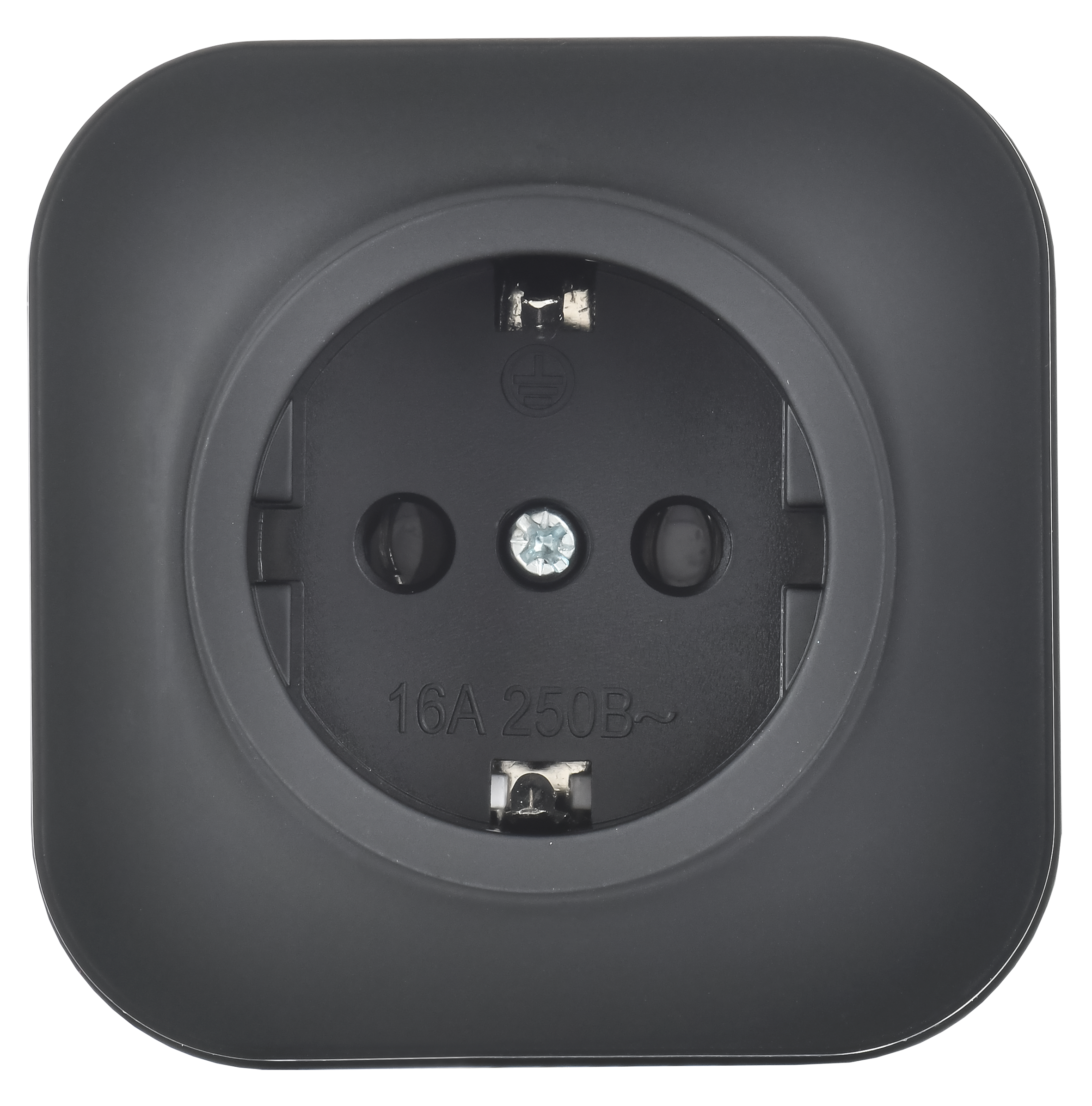 GLORY Розетка 1-местная для открытой установки с заземлением без защитных шторок 16А РС20-3-ХЧм черный матовый IEK - Фото 5