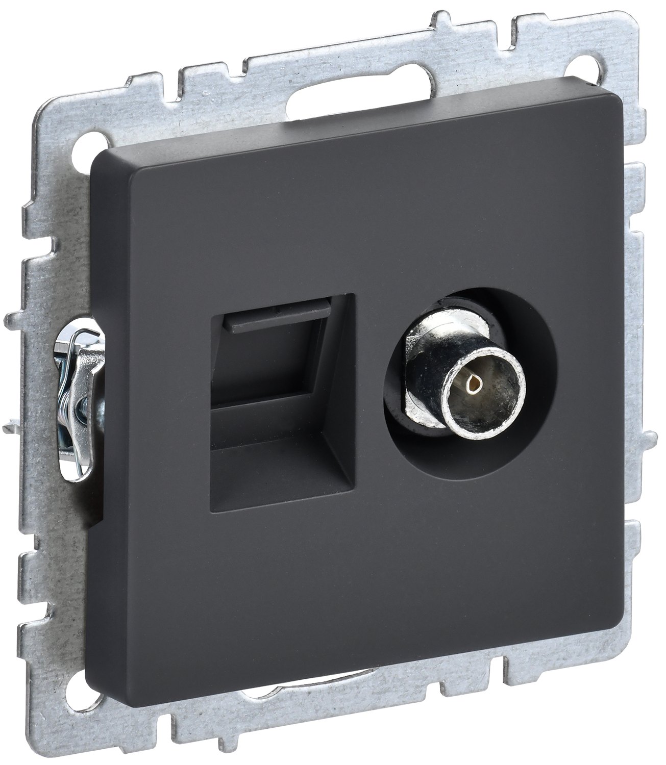 BRITE Розетка двойная TV+RJ45 кат.5E РТВ/РК12-БрГ графит IEK