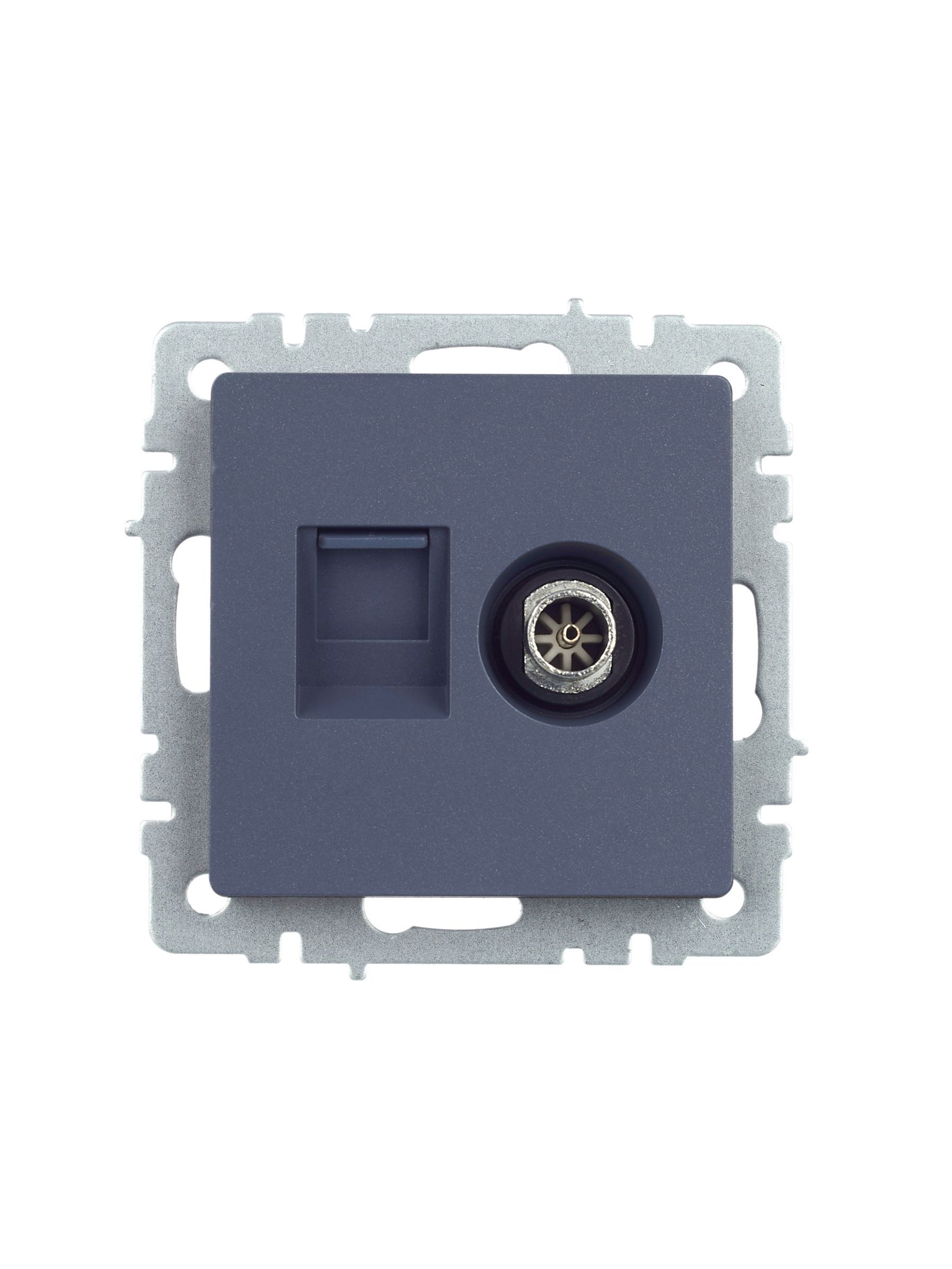 BRITE Розетка двойная TV+RJ45 кат.5E РТВ/РК12-БрМ маренго IEK - Фото 4