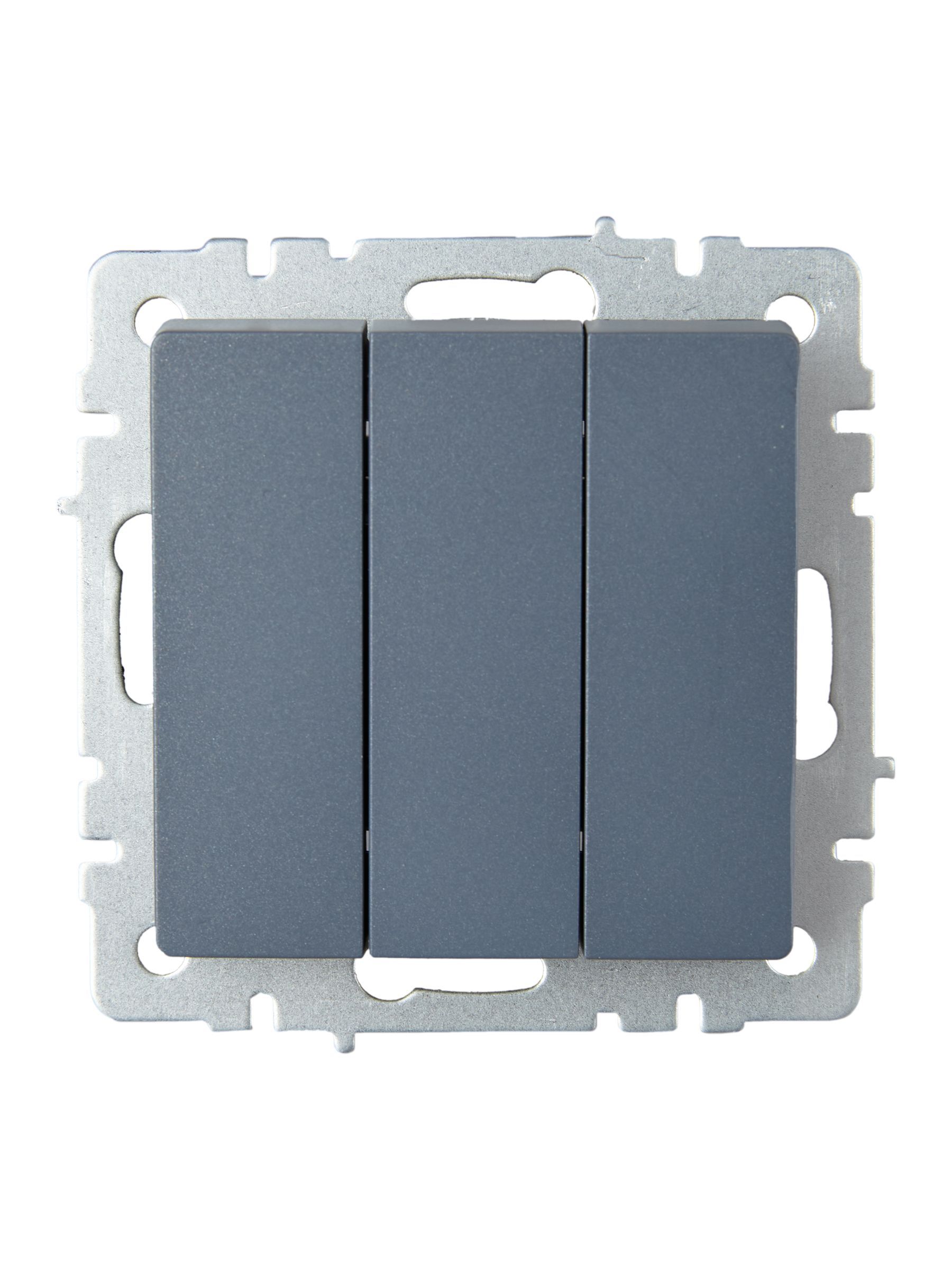 BRITE Выключатель 3-клавишный 10А ВС10-3-0-БрМ маренго IEK - Фото 4