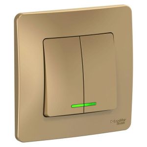 Выключатель 2-кл. СП Blanca 10А IP20 (сх. 5) 250В с подсветкой титан SE BLNVS010514 1210347