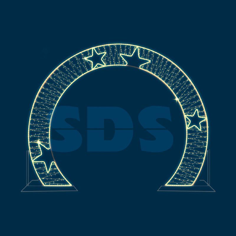 Декоративная арка со звездами плоская 300 см теплая белая 501-475