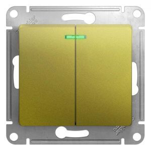 Выключатель 2-кл. СП Glossa 10А IP20 (сх. 5а) 10AX с подсветкой механизм фисташк. SE GSL001053 454369