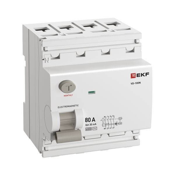 ВДТ ВД-100N 4P 80А 30мА AC эл-мех 6кА PROXIMA EKF - Фото 2