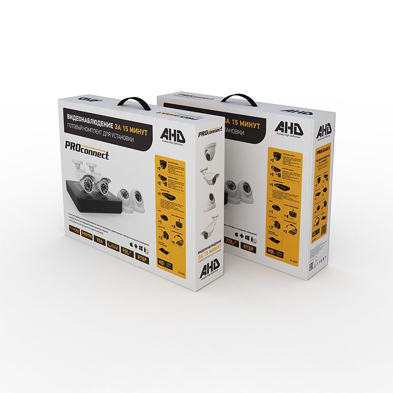 Комплект видеонаблюдения PROconnect, 2 внутренние, 2 наружные камеры AHD-M, без HDD - Фото 2
