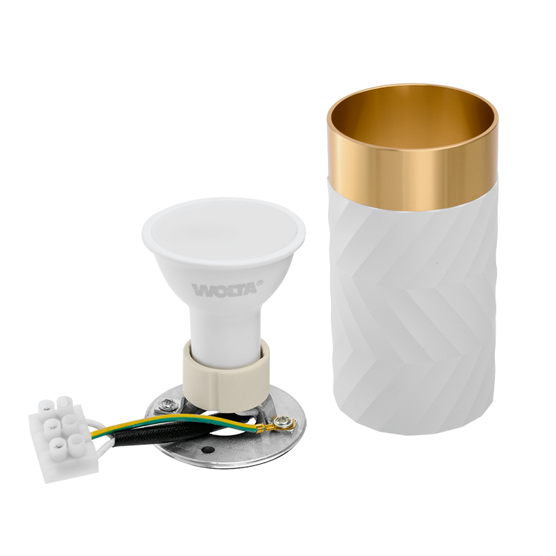 Накладной светильник WOLTA WSL-GU10/09WG IP20 под лампу GU10 Белый/золото LINEA D55x100 1/100 - Фото 7