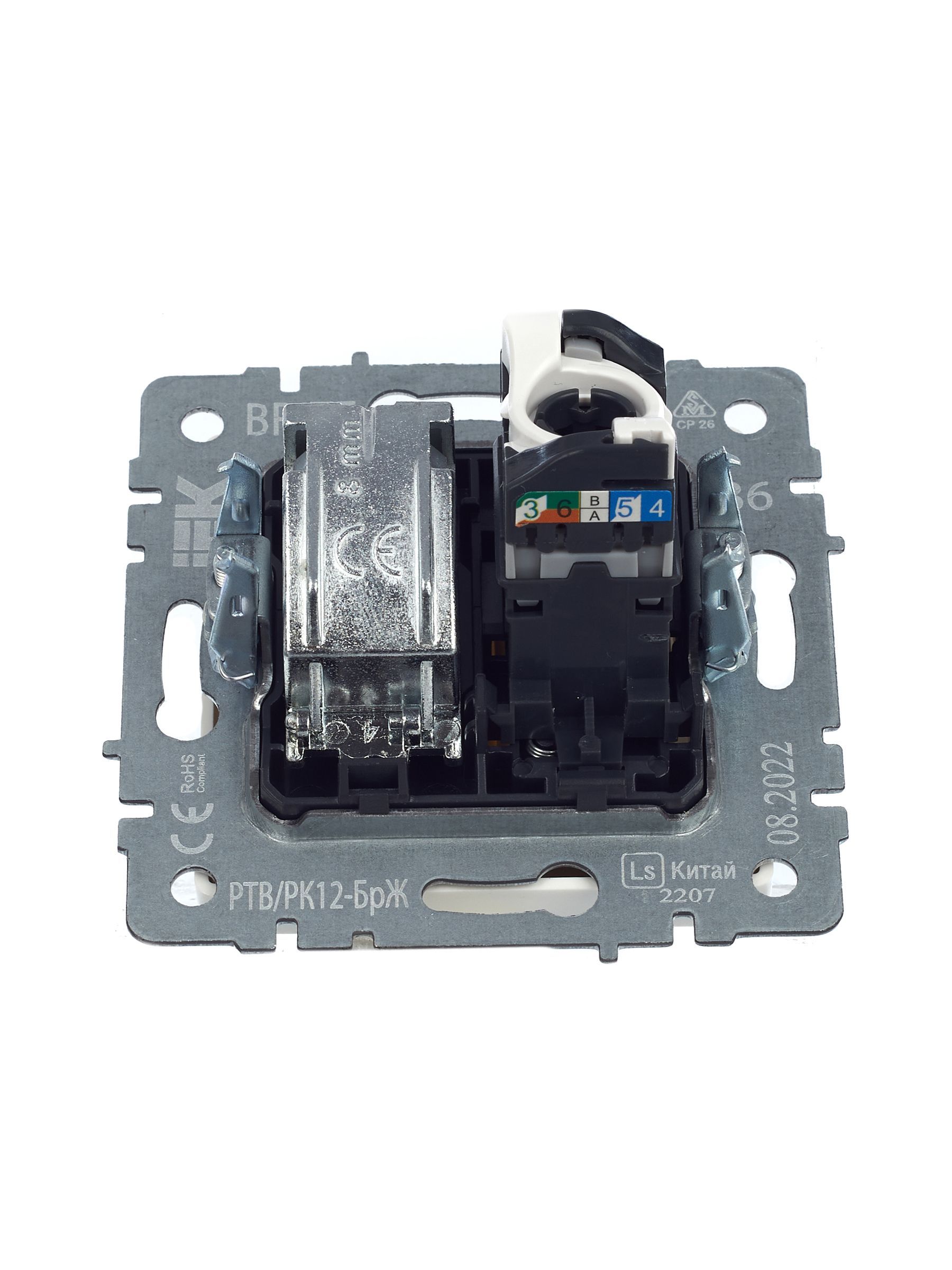 BRITE Розетка двойная TV+RJ45 кат.5E РТВ/РК12-БрЖ жемчуг IEK - Фото 3