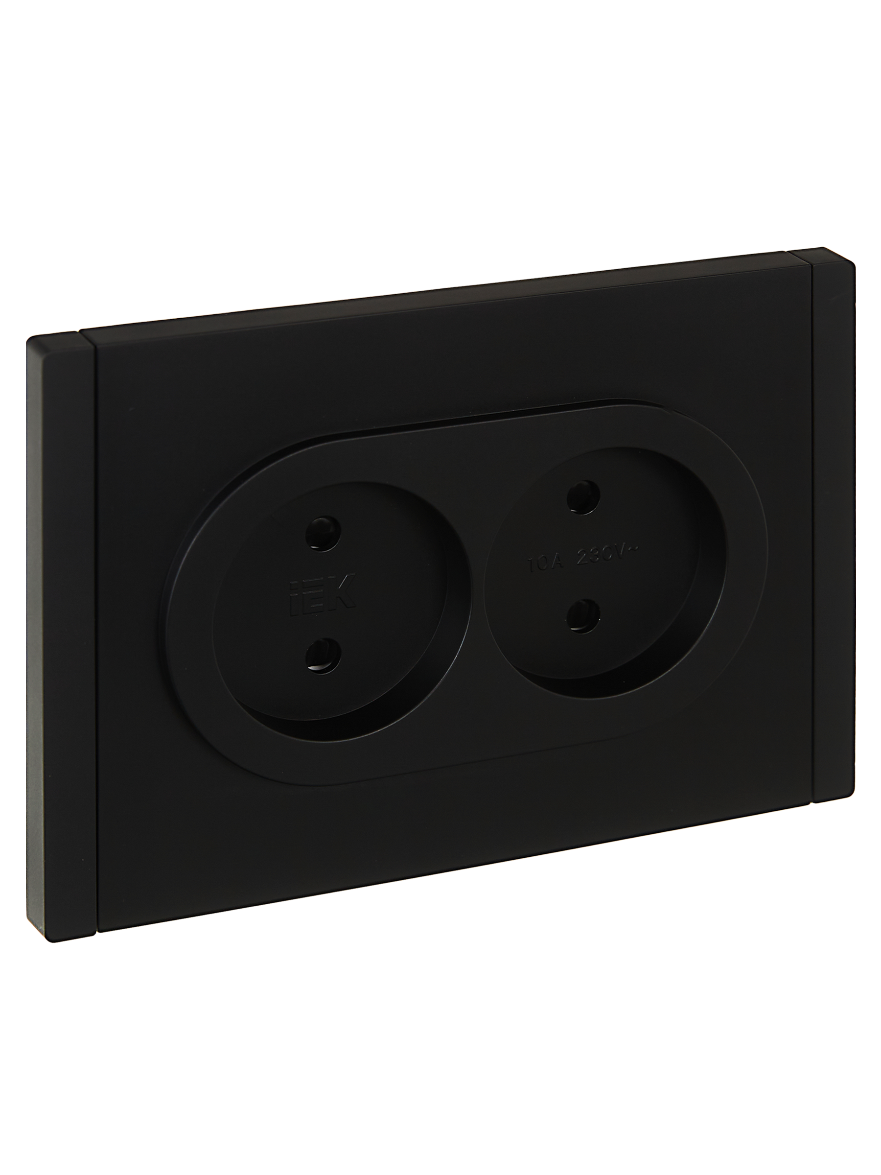 FORTE&PIANO Розетка 2-местная без заземления с защитными шторками безвинтовое крепление 10А FP125 черный IEK FP-R23-10-1-K02