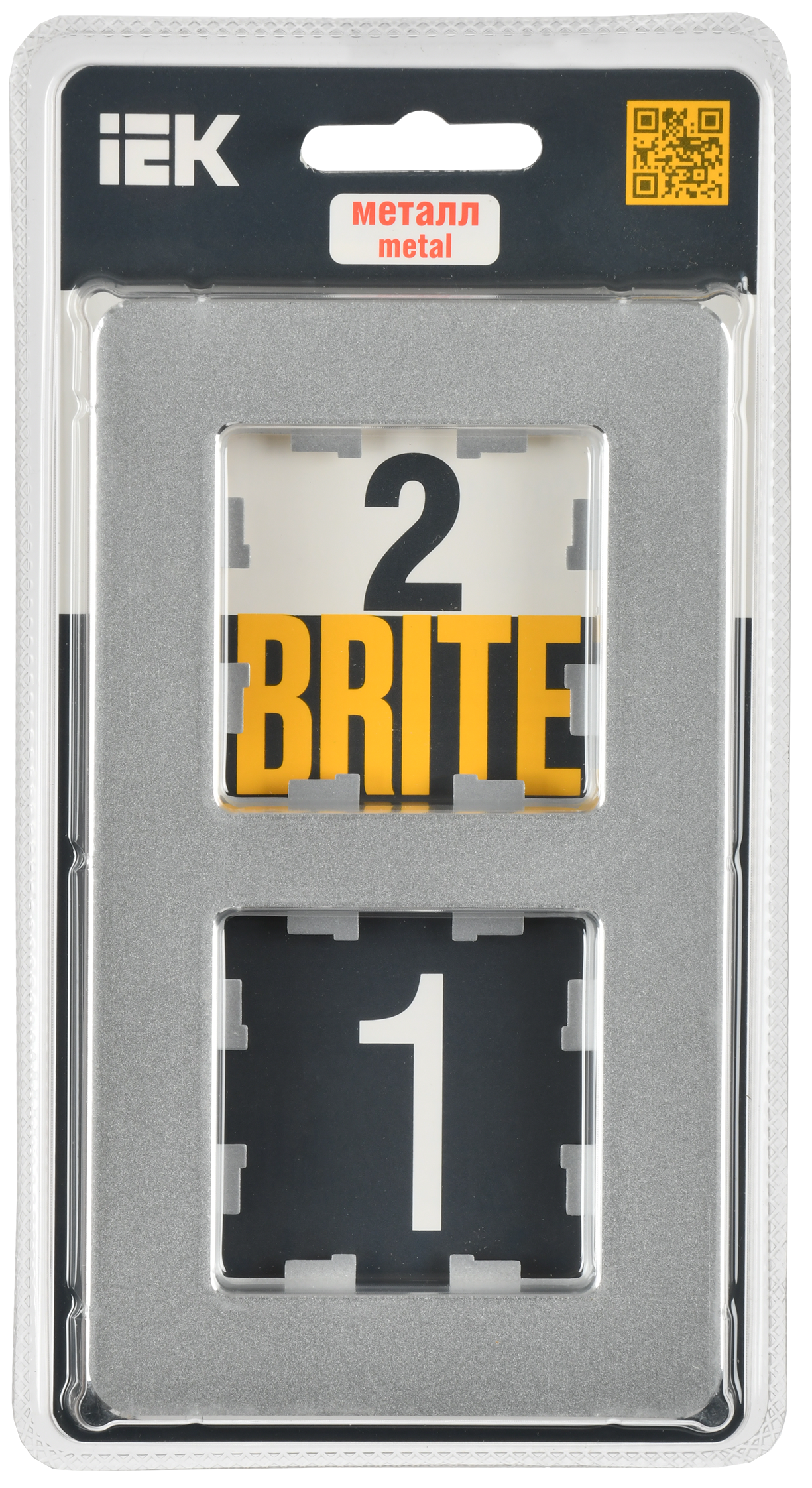 BRITE Рамка 2-местная РУ-2-1-Бр металл алюминий RE IEK - Фото 2