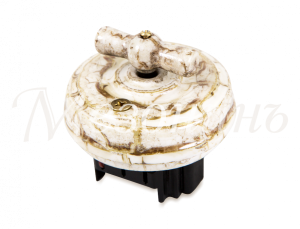 Выключатель ретро фарфоровый поворотный на два положения, для включения из 2-х мест (проходной, D70x GE70404-19k