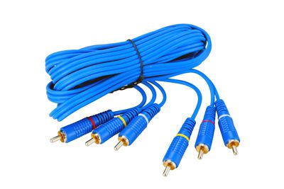 Шнур 3 RCA - 3 RCA, 1,5м, синий, Gold REXANT - Фото 2