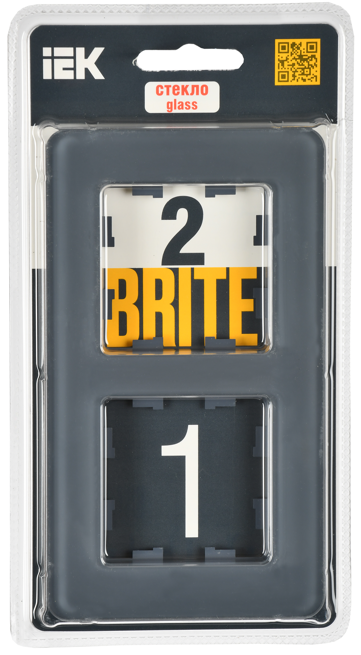 BRITE Рамка 2-местная РУ-2-2-Бр стекло графит RE IEK - Фото 2