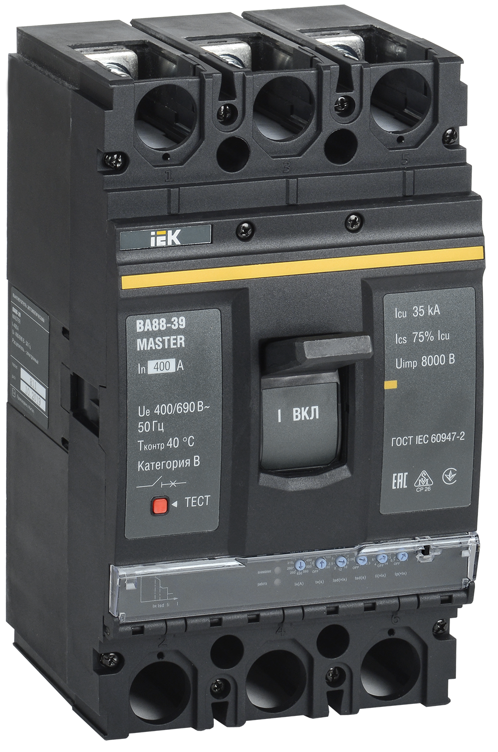 Выключатель автоматический ВА88-39 3Р 400А 35кА MASTER с электронным расцепителем IEK SVA71-3-0400-02