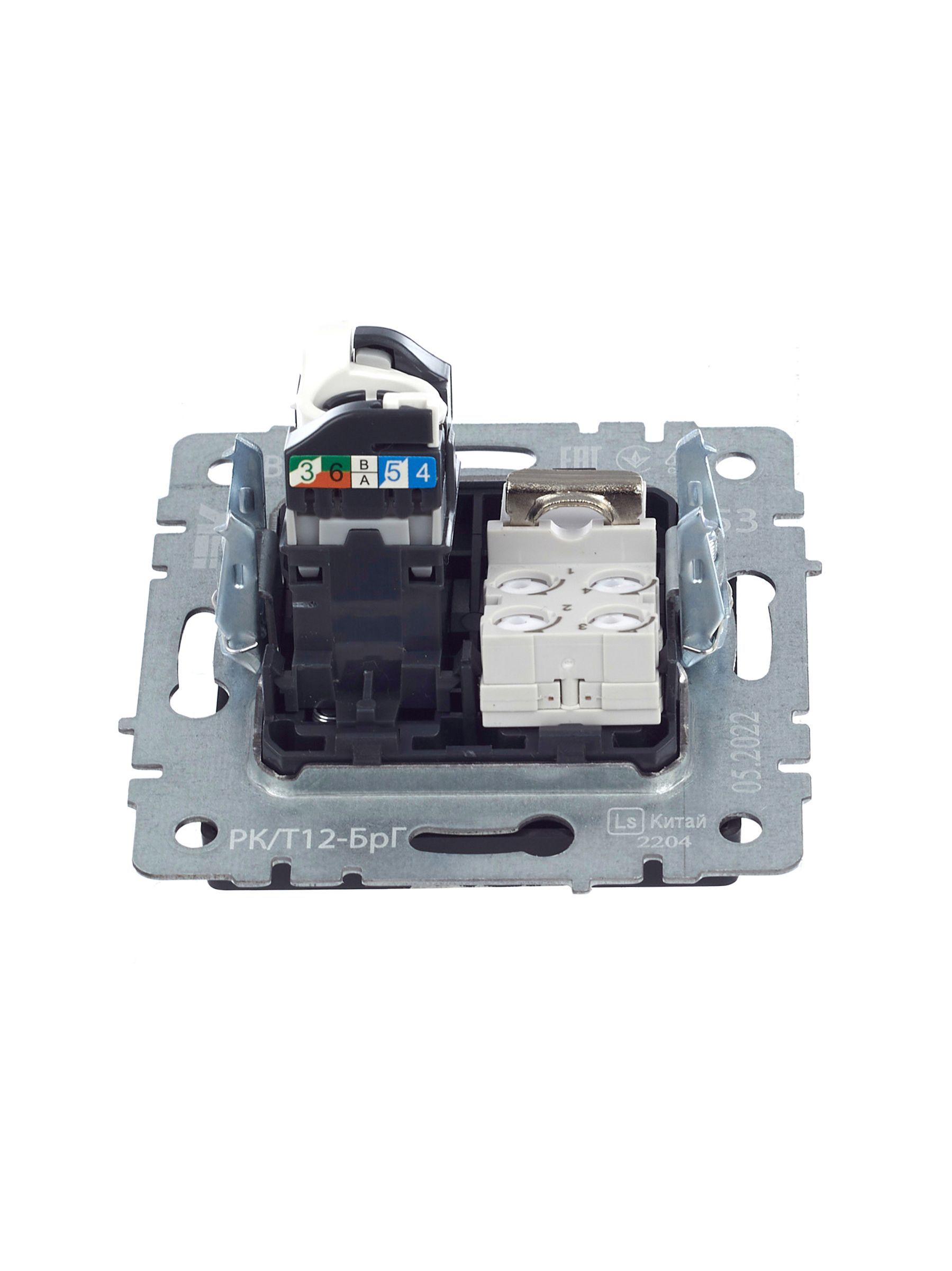 BRITE Розетка двойная RJ11+RJ45 кат.5E РК/Т12-БрГ графит IEK - Фото 5