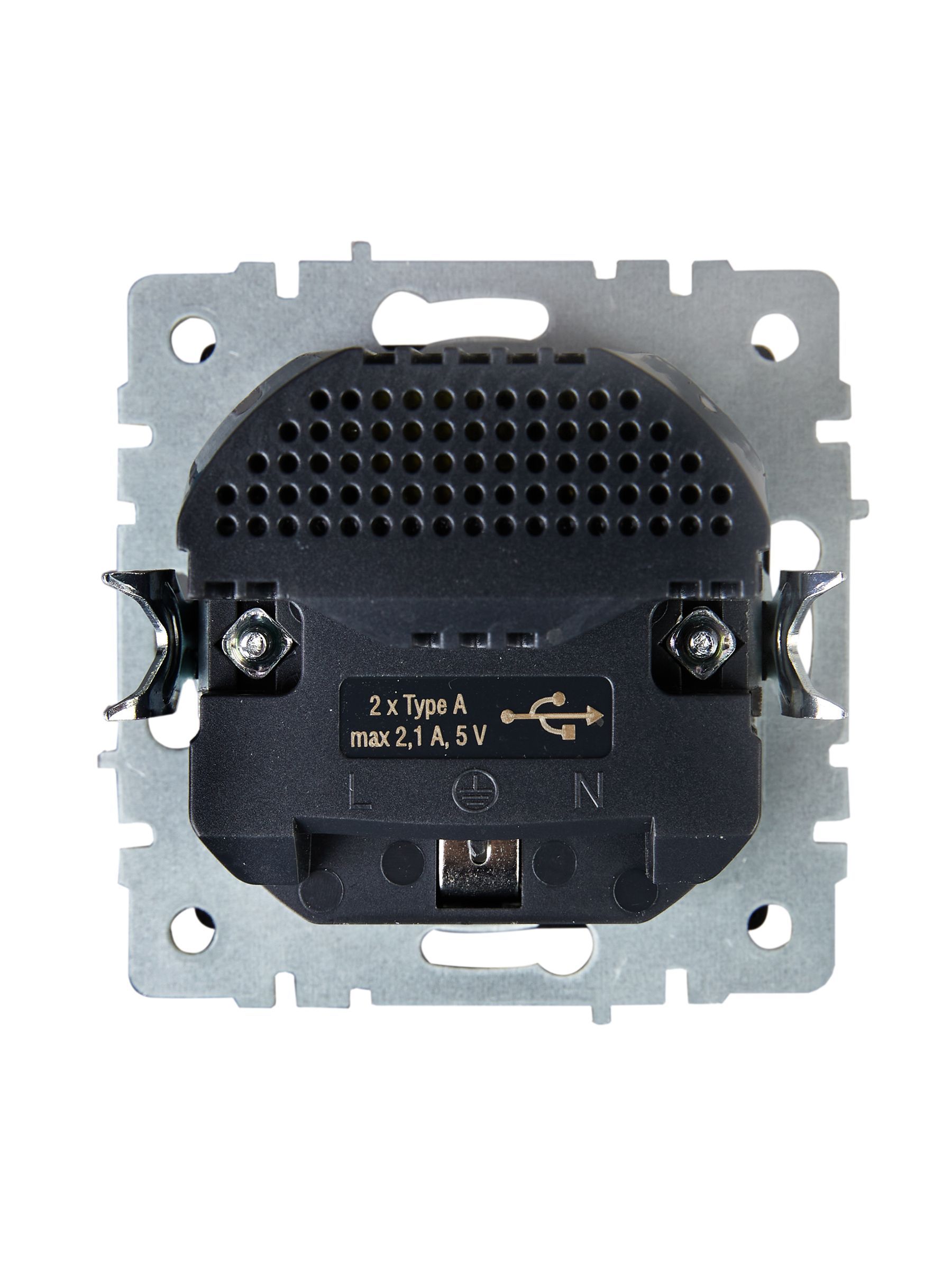 BRITE Розетка 1-местная с заземлением с защитными шторками 16А с USB A+A 5В 2,1А РЮш10-1-БрШ шампань IEK - Фото 3