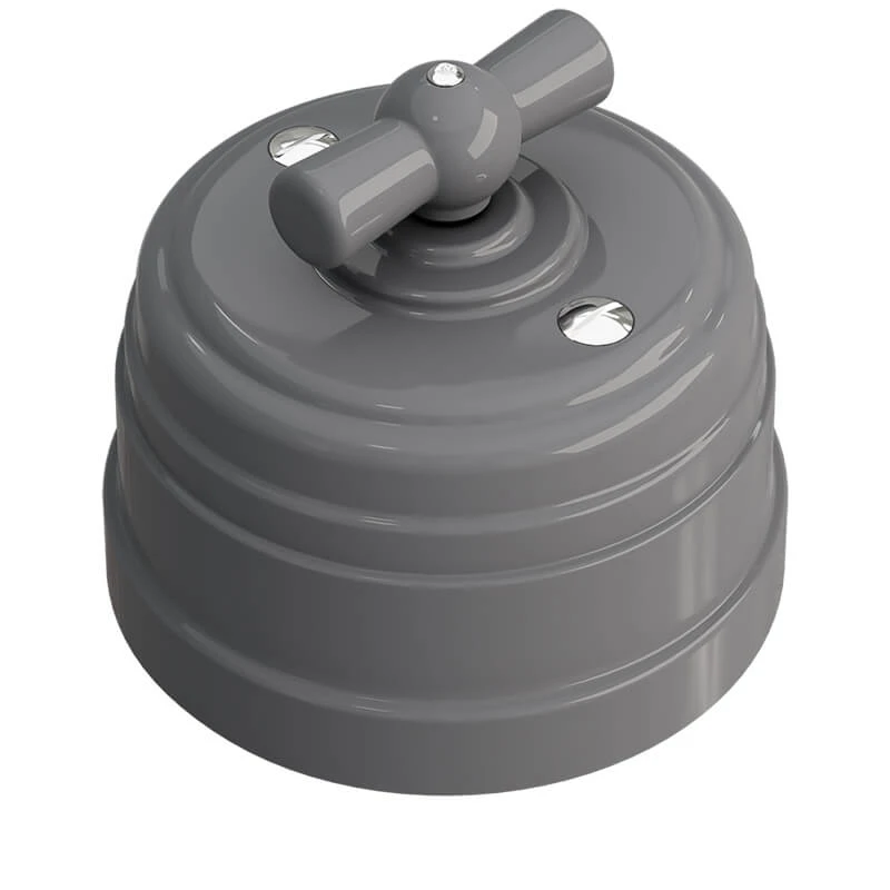 Выключатель ретро пластиковый поворотный на два положения, для включения из 2х мест (1-клавишный пр