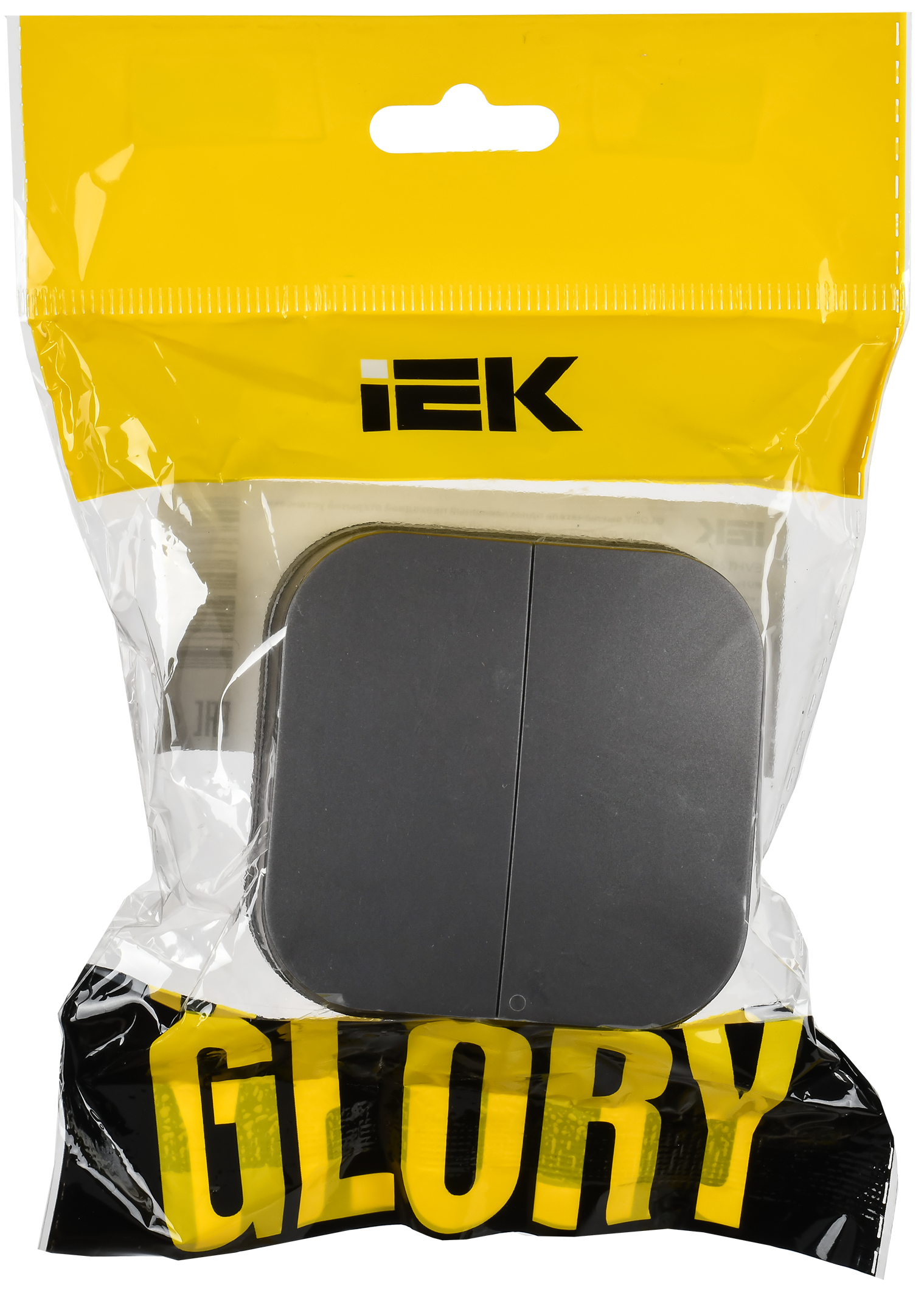 GLORY Выключатель 2-клавишный для открытой установки 10А ВС20-2-0-ХСм сталь матовый IEK - Фото 2