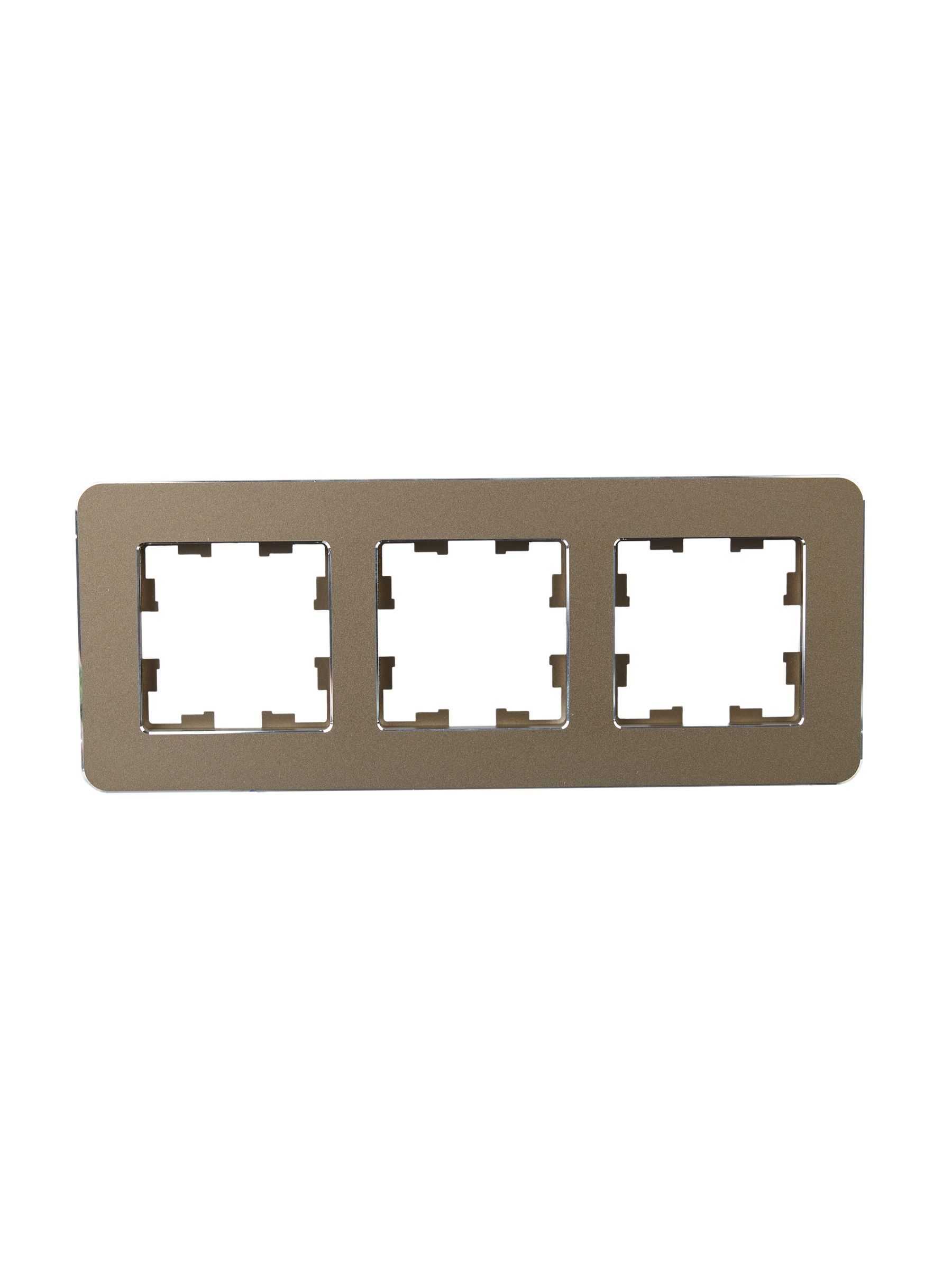 BRITE Рамка 3-местная РУ-3-1-Бр металл латунь RE IEK - Фото 6