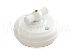 Выключатель ретро фарфоровый поворотный на 2 полож, проходн (D70x35, 10А, 250В, IP20, без подъ GE70404-01k