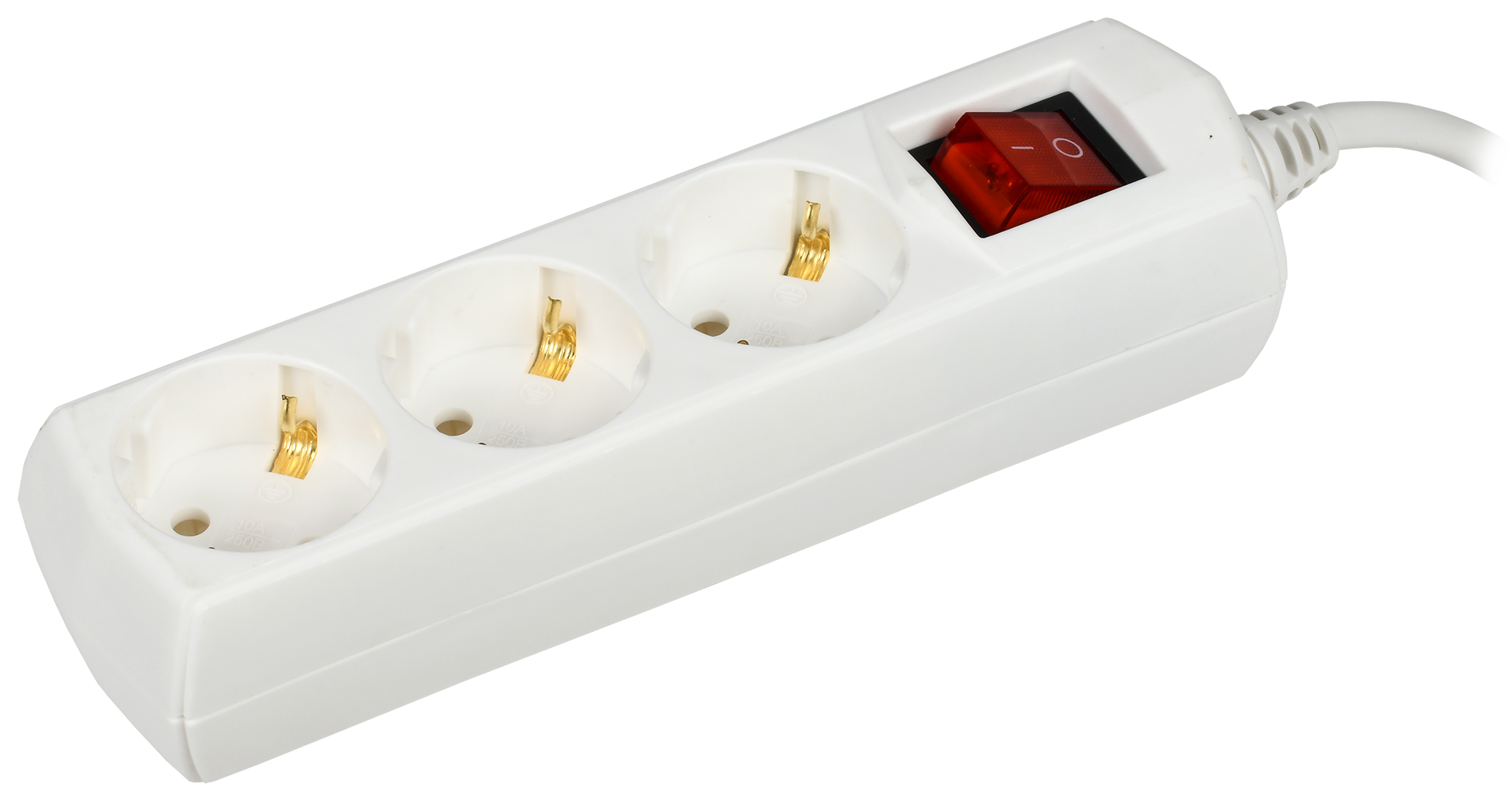 Удлинитель У03В 3 места с заземлением 3м 3х1мм2 10А/250В GENERICA WYP10-10-03-03-ZK-G