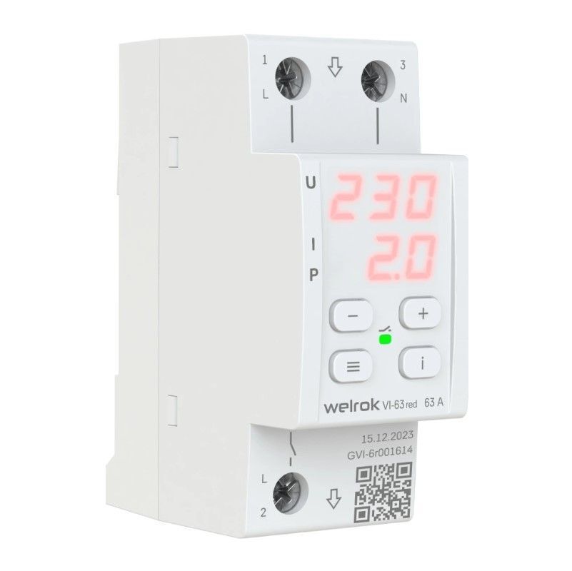 Реле напряжения с контролем тока welrok VI-63 red - Фото 2