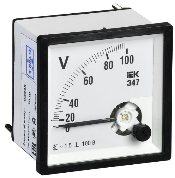 Вольтметр аналоговый Э47 100В класс точности 1,5 72х72мм IEK IPV10-6-0100-E