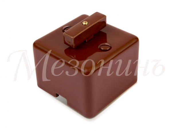 Выключатель ретро проходной фарфоровый поворотный на 2 положения, коллекция "QUADRA" , цвет - коричн