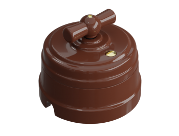 Выключатель ретро фарфоровый поворотный перекрестн(в комплекте с подъемной рамкой D70x60), цвет -