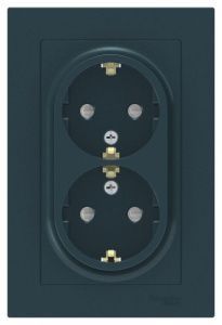Розетка 2-м СП AtlasDesign 16А IP20 с заземл. защ. шторки в сборе изумруд SE ATN000826 1240447