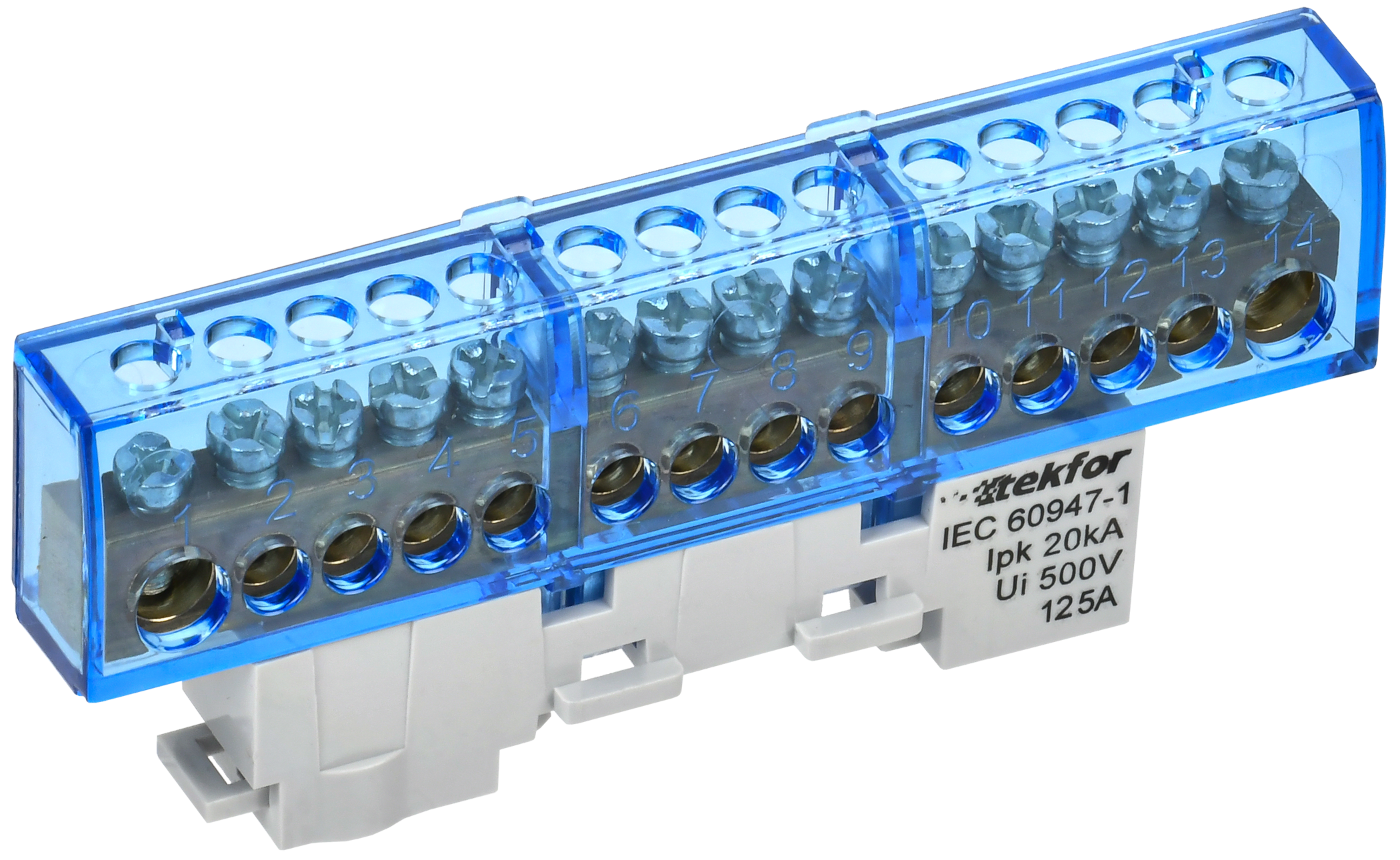 TEKFOR Шина N "ноль" изолированная на универсальном держателе 8х12-14-С IEK TF-NN20-14-KL-K07