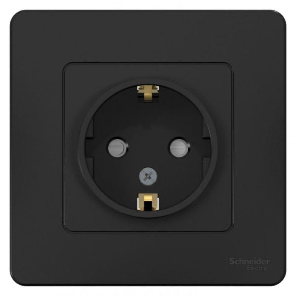 Розетка 1-м СП Blanca 16А IP20 250В с заземл. защ. шторки антрацит SE BLNRS001116