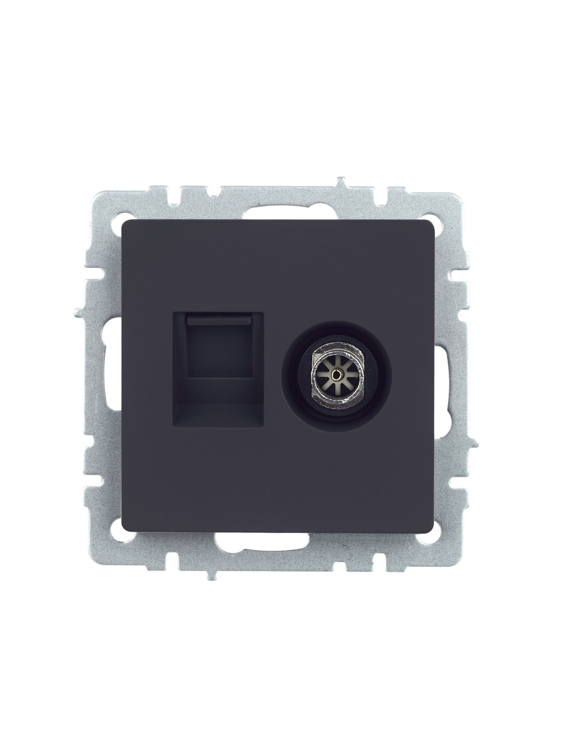 BRITE Розетка двойная TV+RJ45 кат.5E РТВ/РК12-БрГ графит IEK - Фото 6