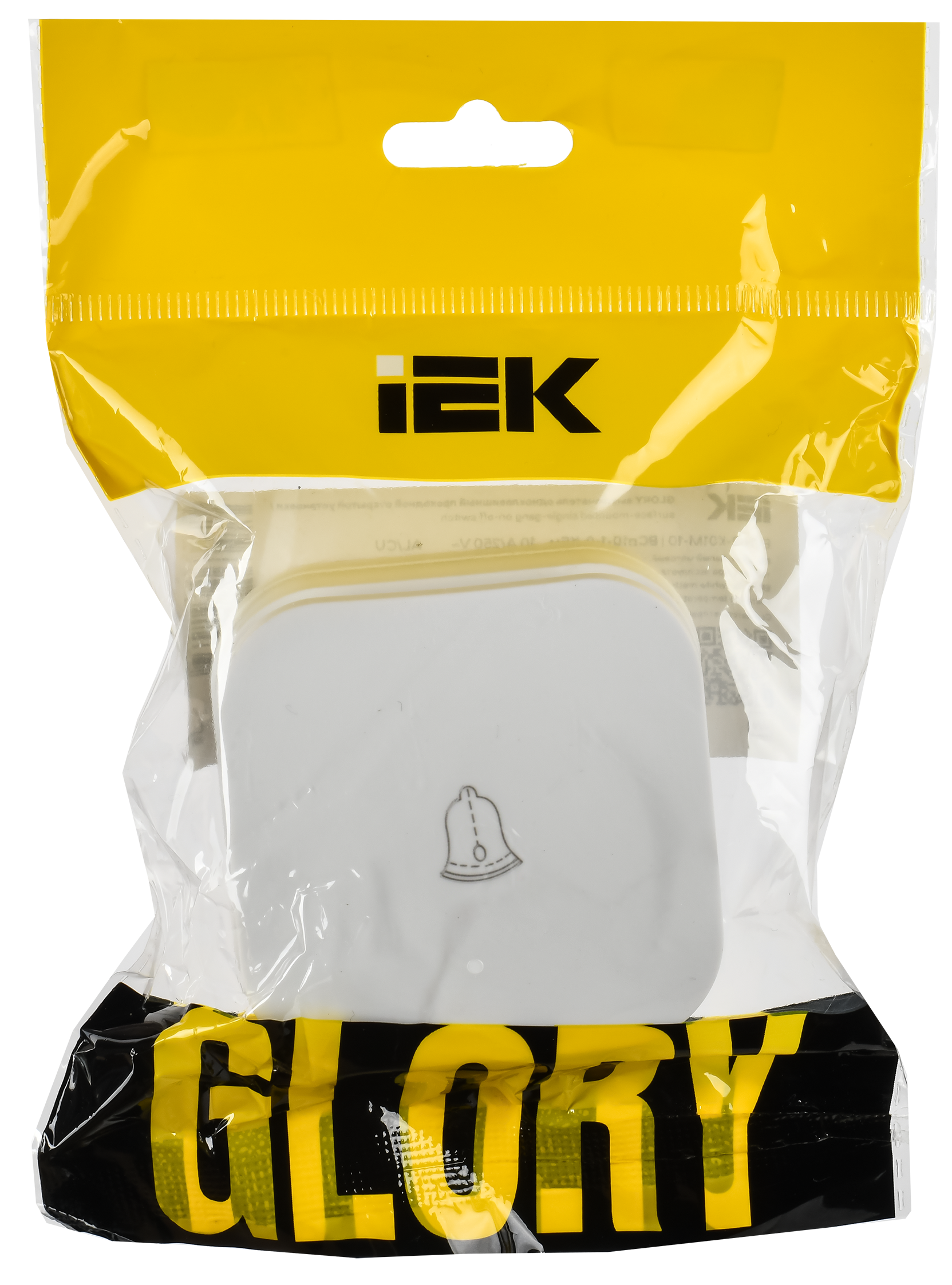 GLORY Выключатель 1-клавишный для открытой установки самовозвратный 10А ВСс20-1-0-ХБм белый матовый IEK - Фото 2